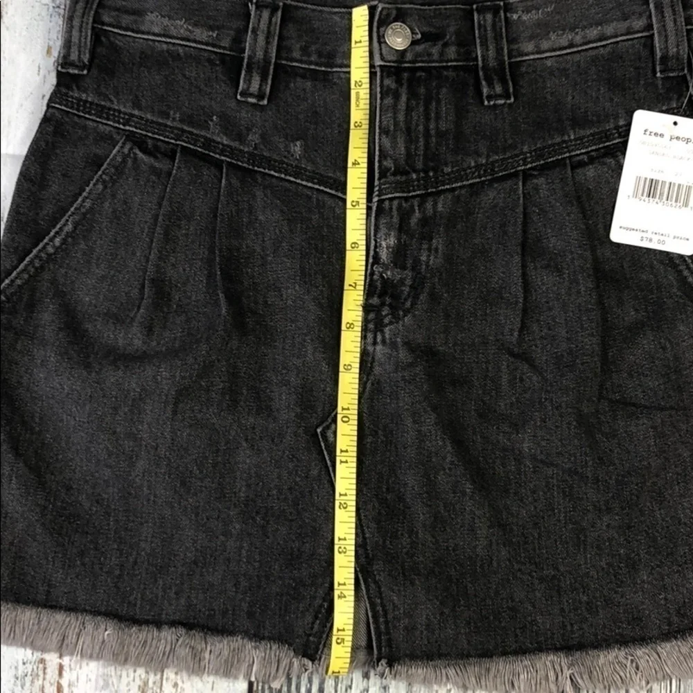 FREE PEOPLE SIDECAR DENIM MINISKIRT BLACK Sz 27
